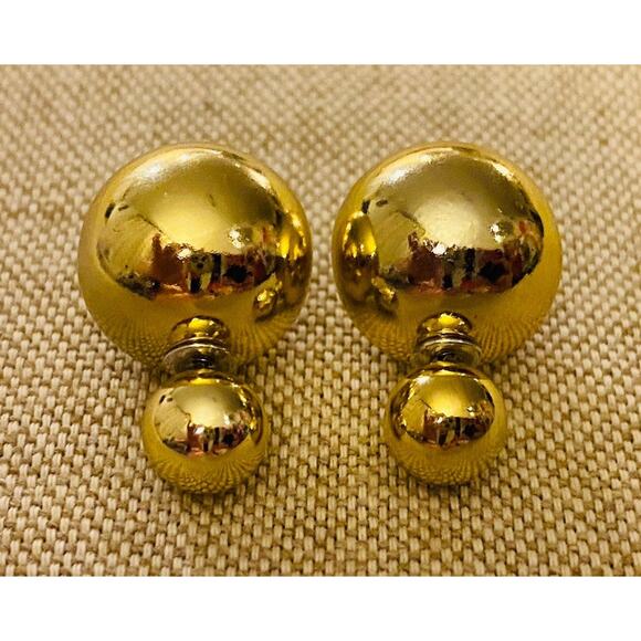 Double Sided Gold Metallic Earrings - Picture 1 of 3